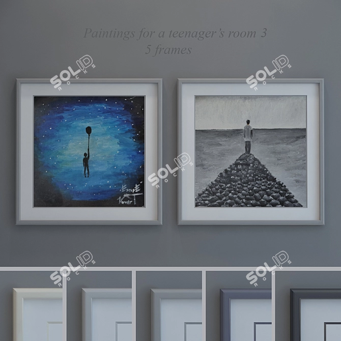 Teen Room Art: Colorful Frames 3D model image 1