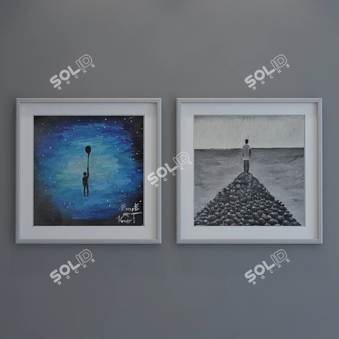 Teen Room Art: Colorful Frames 3D model image 3