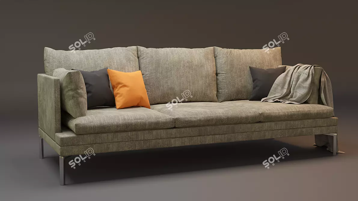 Elegant Grey Sofa: Modern and Minimalistic 3D model image 1