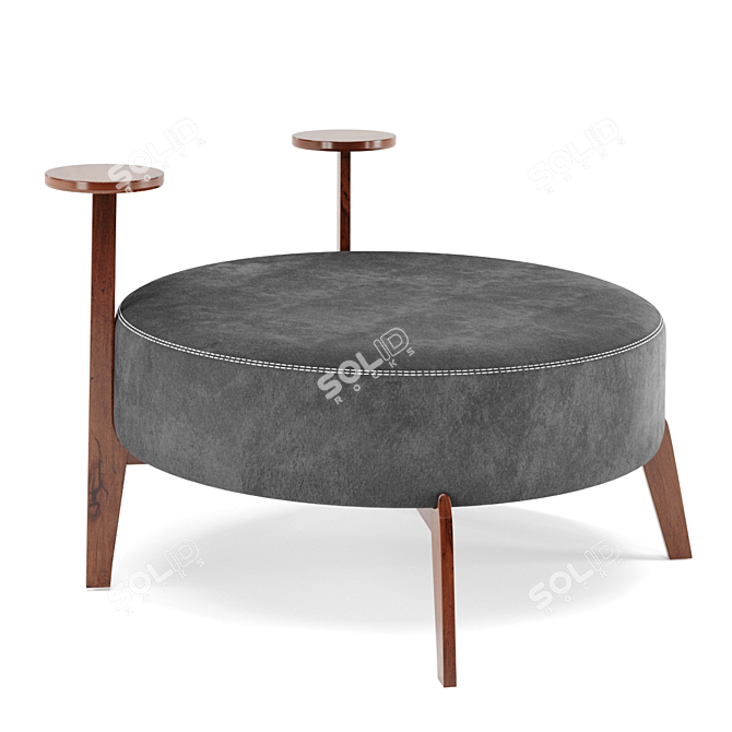 Adjustable Color Round Velvet Pouf 3D model image 1