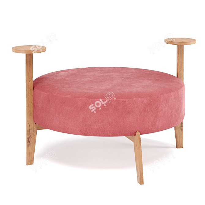 Adjustable Color Round Velvet Pouf 3D model image 2