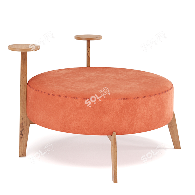 Adjustable Color Round Velvet Pouf 3D model image 8