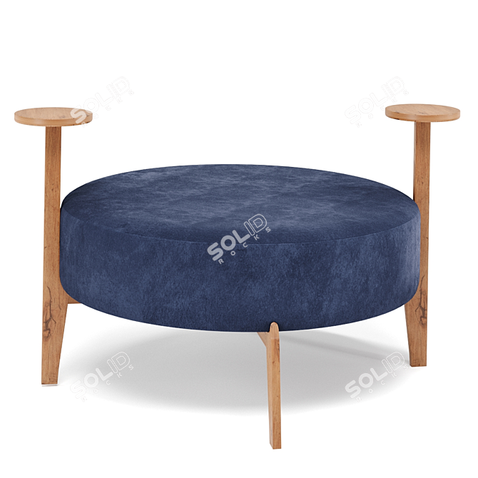 Adjustable Color Round Velvet Pouf 3D model image 10