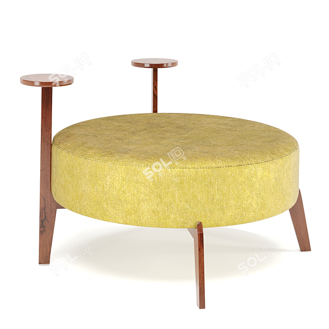 Adjustable Color Round Velvet Pouf 3D model image 11