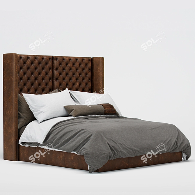 Sleek Leather Memphis Bed 3D model image 2