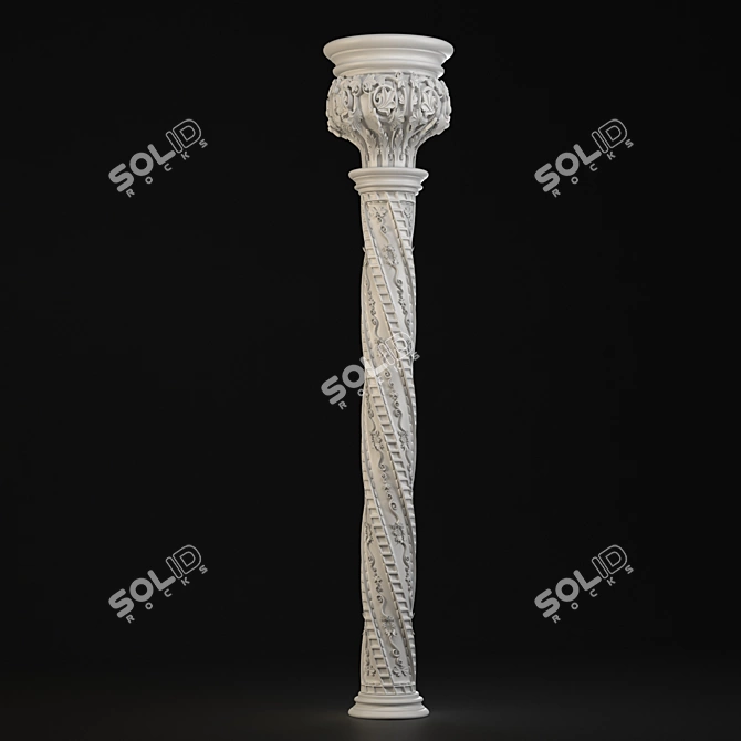 Carved Plaster Column: 3D Model 3D model image 4