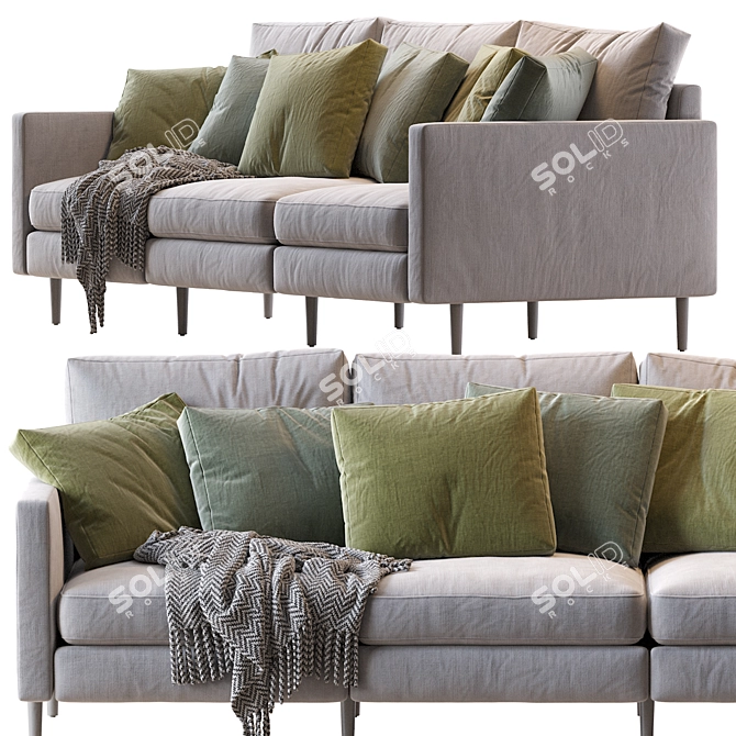 Modular 3-Seat Sofa, Stylish Design 3D model image 3