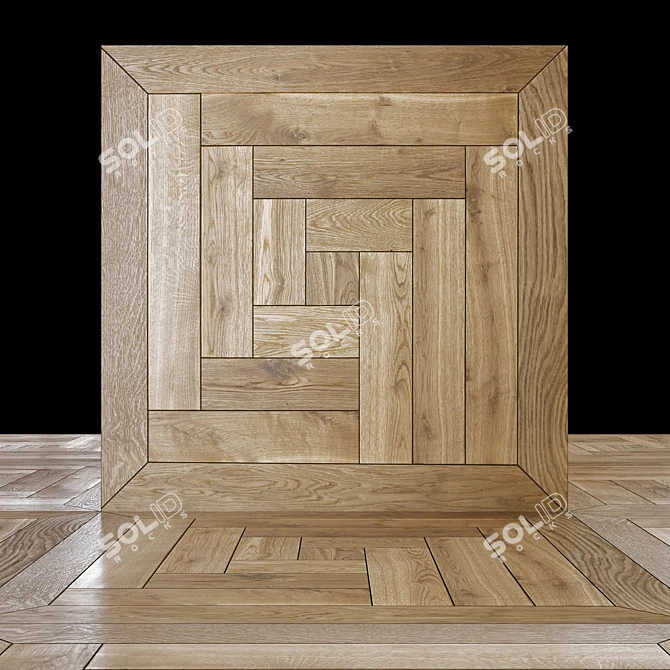 Modern Wooden Wall Decor 50x50cm 3D model image 2