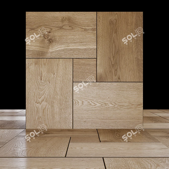 Modern Wooden Wall Decor 50x50cm 3D model image 3