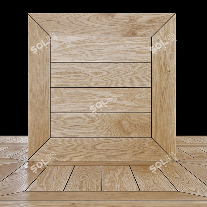 Modern Wooden Wall Decor 50x50cm 3D model image 4