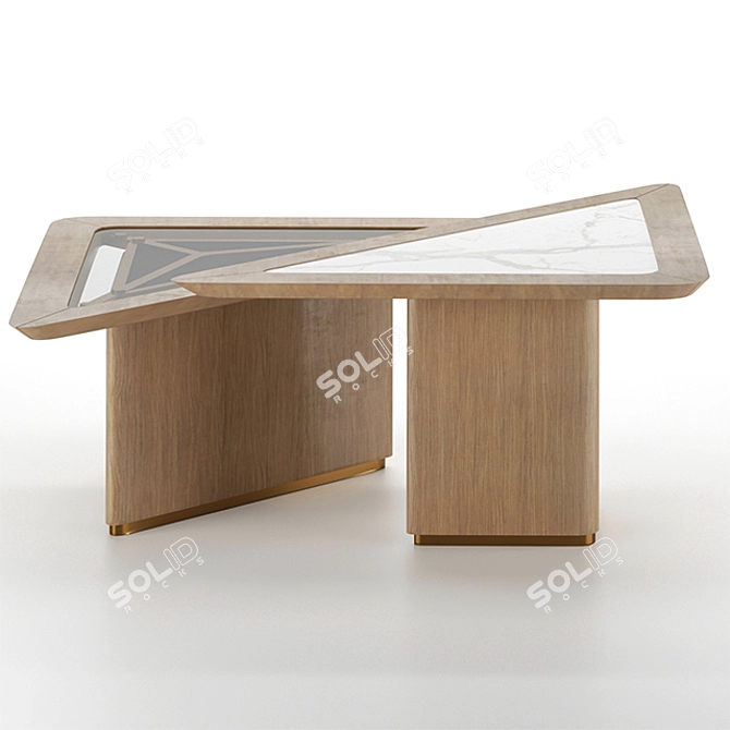 Luxury Oak Veneer Center Table 3D model image 1