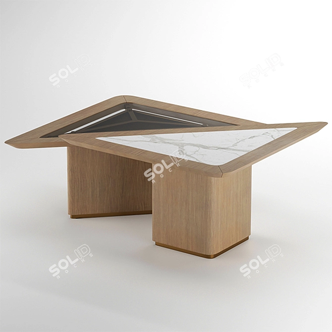 Luxury Oak Veneer Center Table 3D model image 2