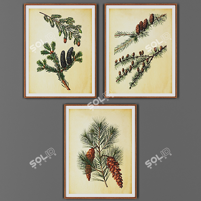 Wooden Frame Picture Collection 3D model image 1