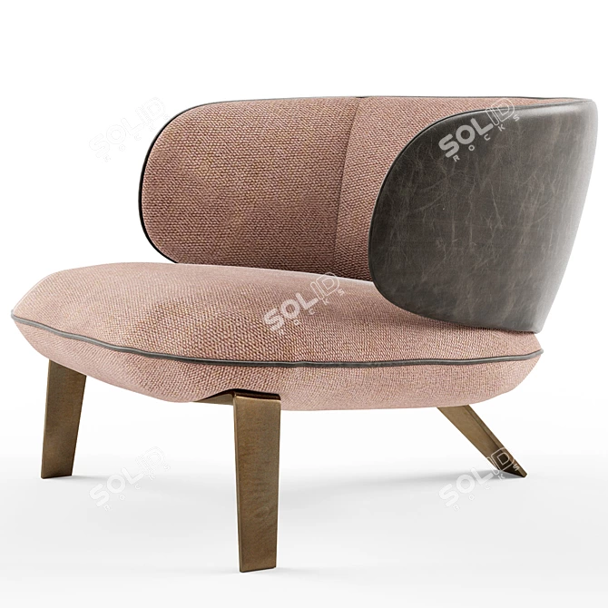 VEGA Fabric and Leather Armchair 3D model image 1