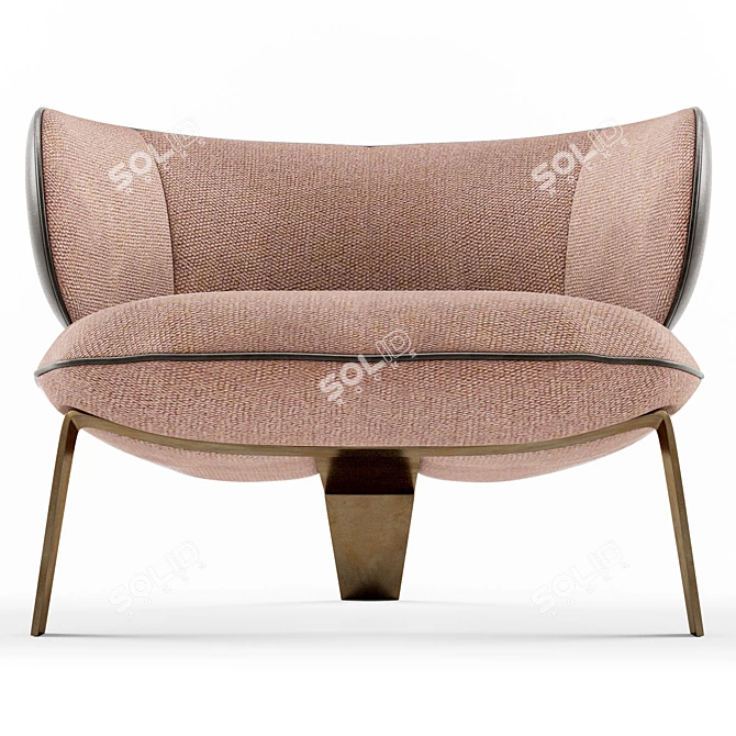 VEGA Fabric and Leather Armchair 3D model image 2