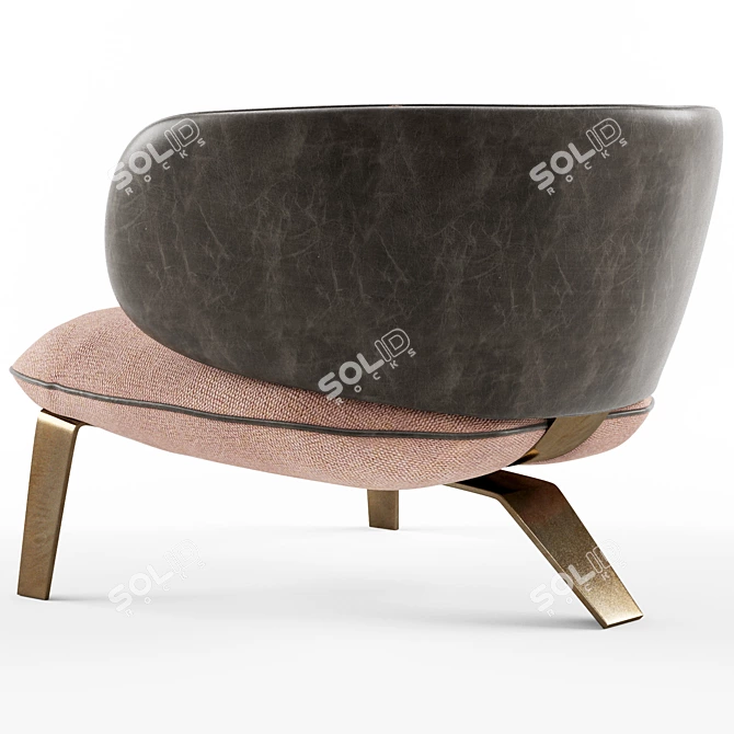 VEGA Fabric and Leather Armchair 3D model image 3