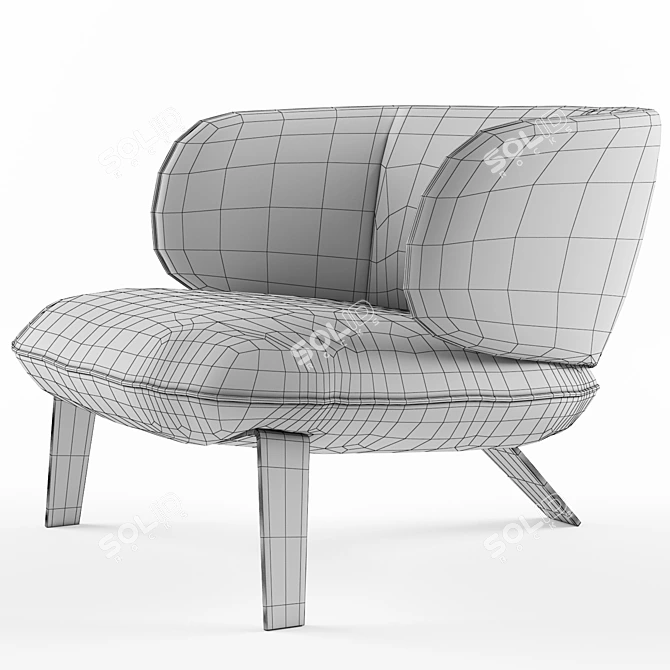 VEGA Fabric and Leather Armchair 3D model image 5