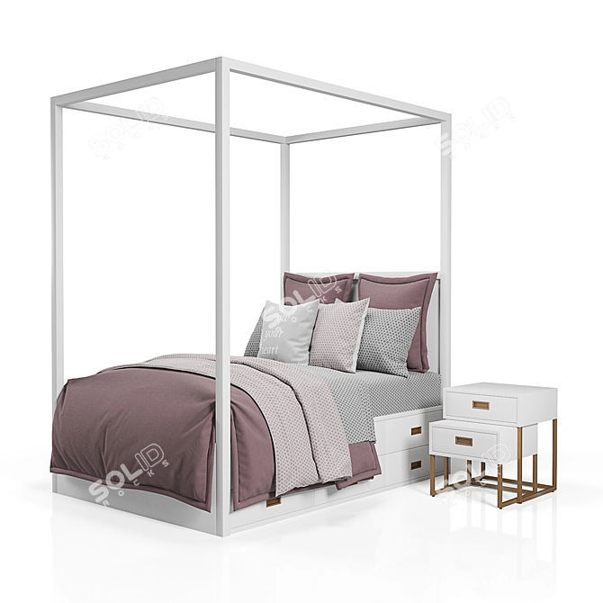 Elegant Avalon Storage Canopy Bed 3D model image 1