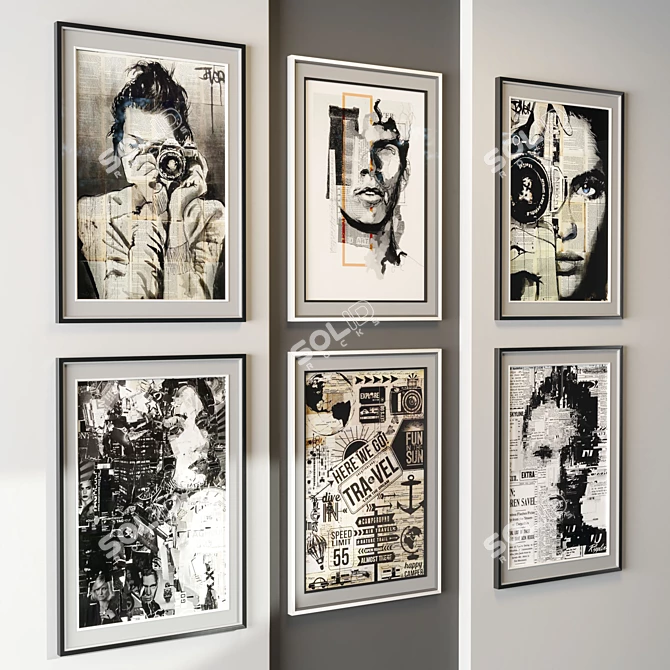 Sleek 6-Piece Art Frame Set 3D model image 2