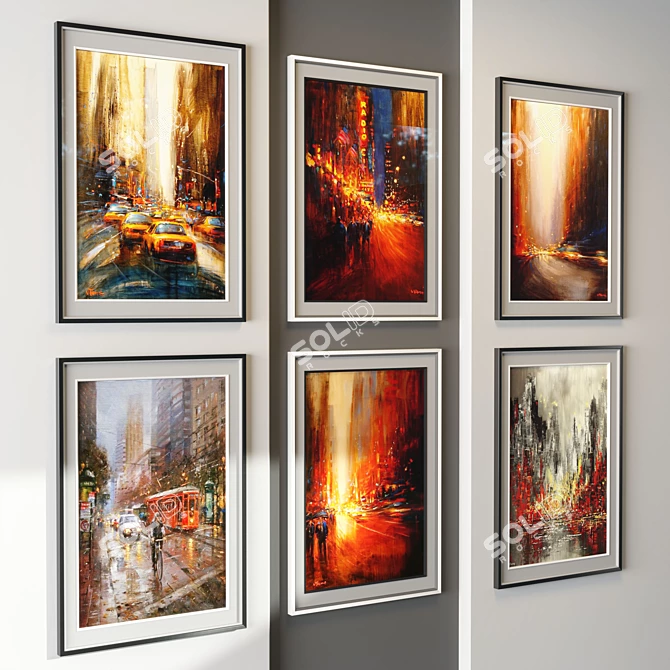 Title: Modern Traffic Art Frame | 6 Frames - 2 Colors - 50x70cm 3D model image 2