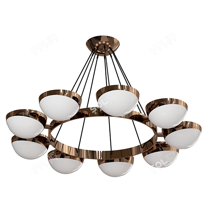 Vintage Stilnovo Brass Glass Ceiling Lamp 3D model image 1