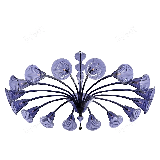 Vintage Venini Chandelier: Sensational Blue Glass 3D model image 1