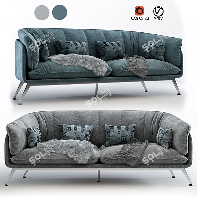 Yousheng 3-Seater Sofa: Comfortable and Stylish 3D model image 1