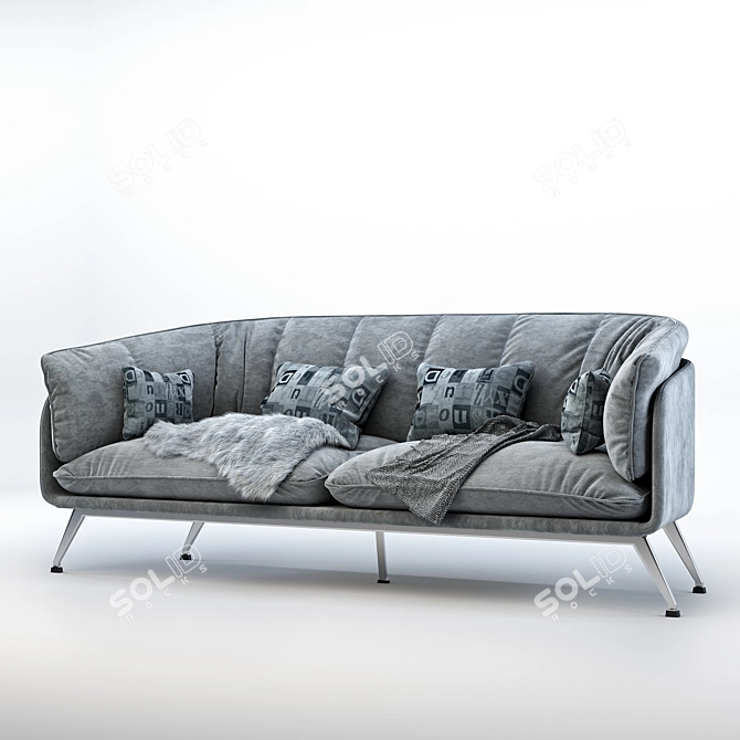 Yousheng 3-Seater Sofa: Comfortable and Stylish 3D model image 2