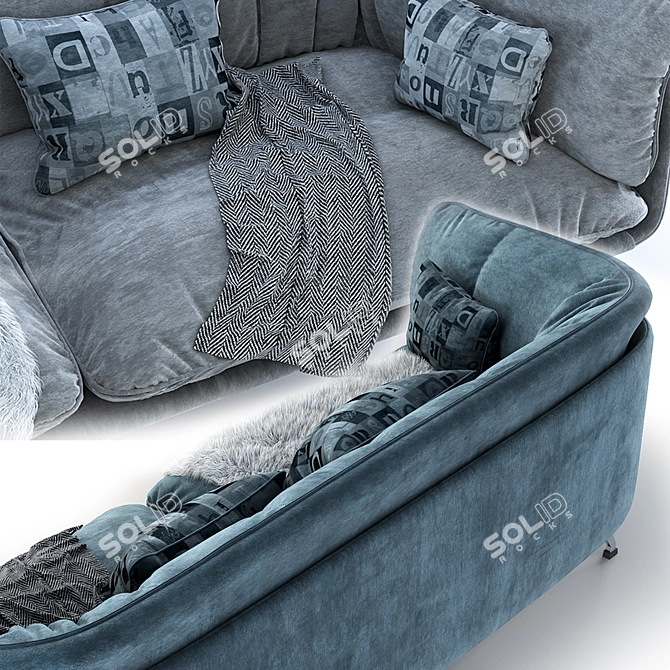 Yousheng 3-Seater Sofa: Comfortable and Stylish 3D model image 3