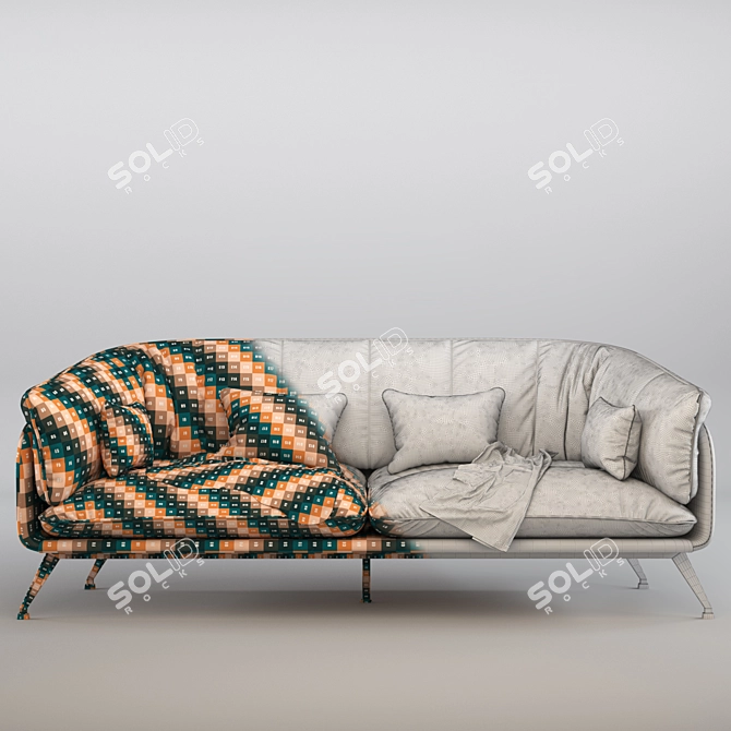 Yousheng 3-Seater Sofa: Comfortable and Stylish 3D model image 4