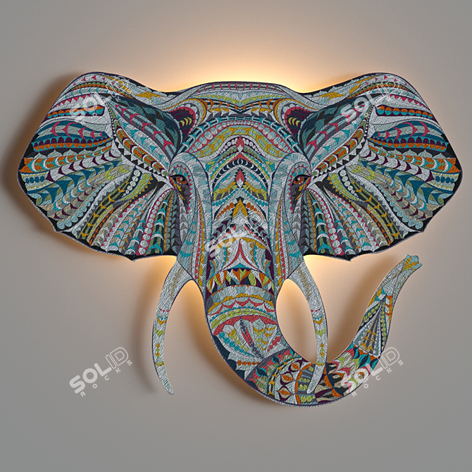 Etno Elephant Tree Art: Vibrant African Symbol 3D model image 1