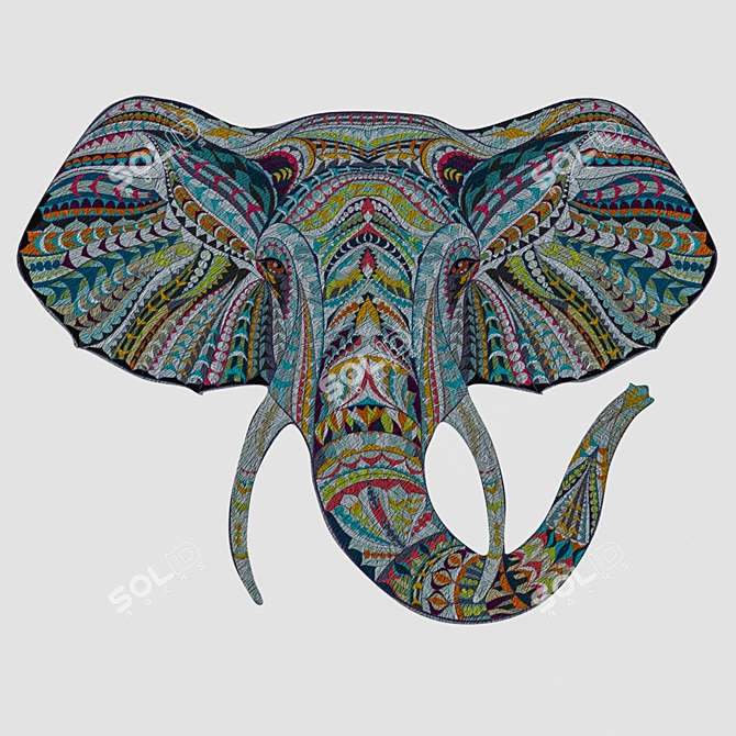 Etno Elephant Tree Art: Vibrant African Symbol 3D model image 2