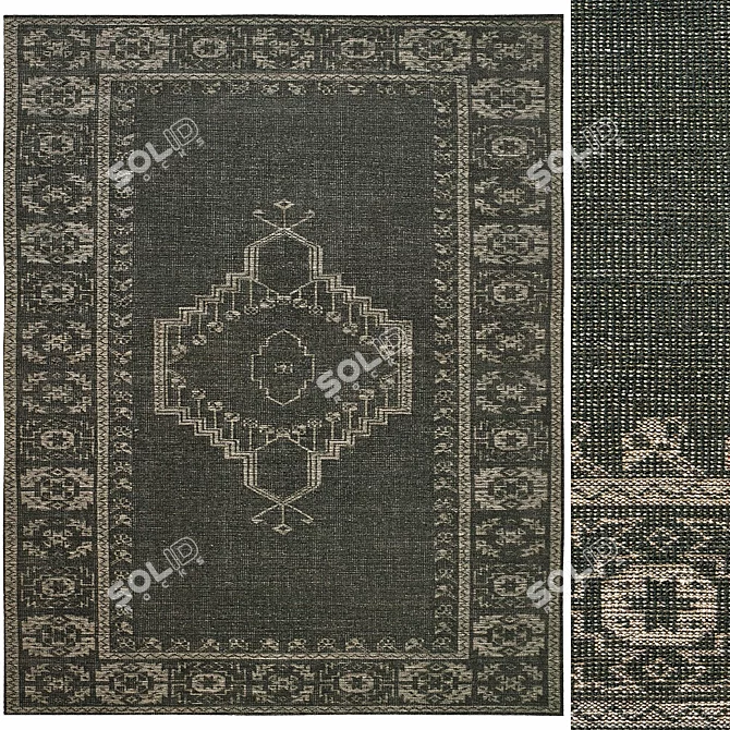 Luxury Hand-Knotted Wool Rug 3D model image 1