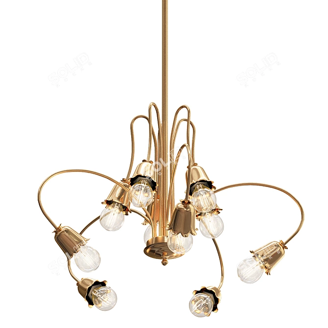 Vintage 1950s Italian Brass Chandelier 3D model image 1