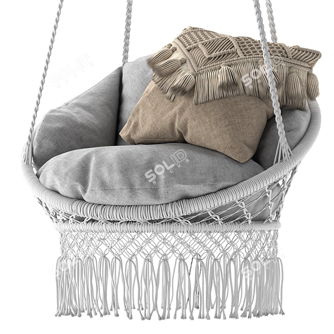 Boho Fringed Macrame Chair 3D model image 1