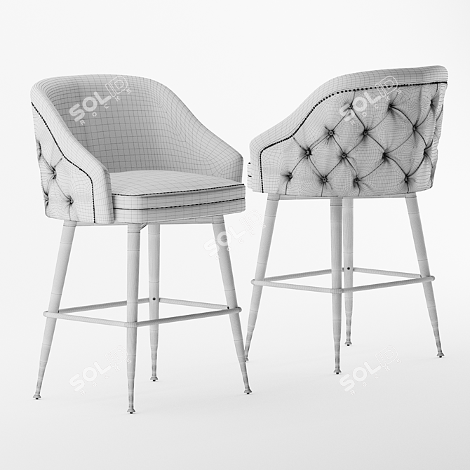 Elegant Tufted Bar Stool 3D model image 7