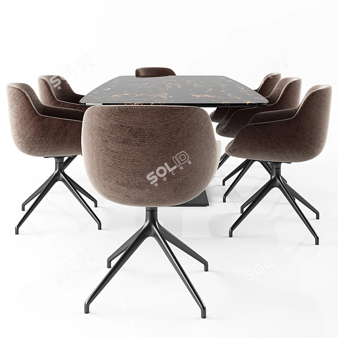 Sleek Echo Table. Elegant Elle Armchair. 3D model image 1