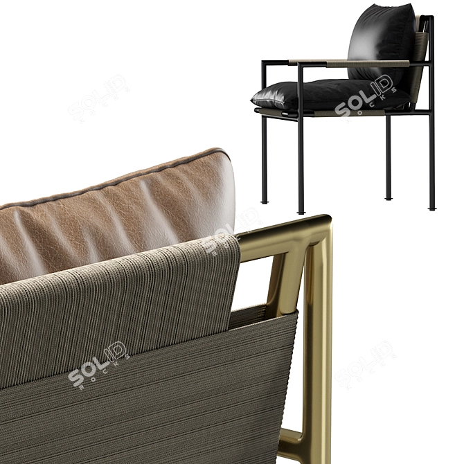 Sleek Malmo Leather Dining Chair 3D model image 2