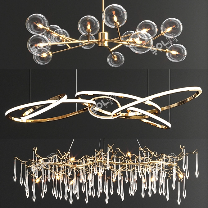 Elegant Orion Pendant Chandelier 3D model image 1