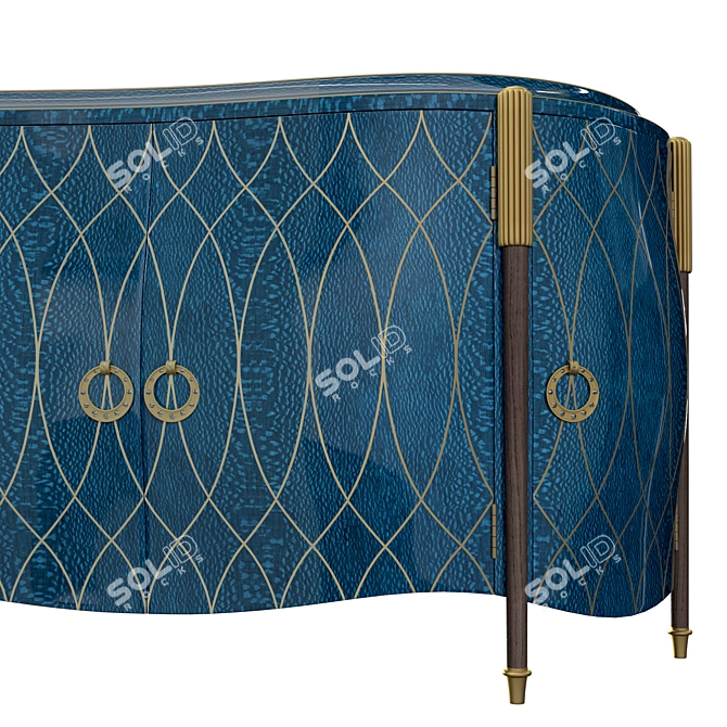 Lapis Blue Lacewood Bombe Sideboard 3D model image 4