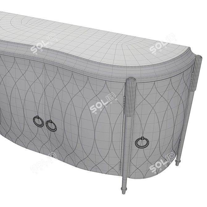 Lapis Blue Lacewood Bombe Sideboard 3D model image 5