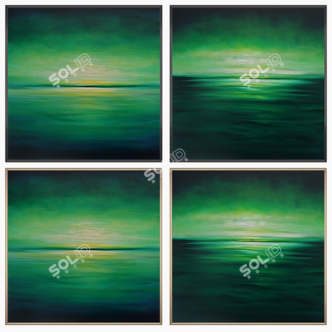 Modern Art Set with Frames 3D model image 2