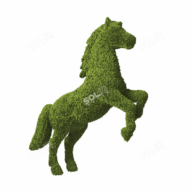 Elegant Topiary Horse Sculpture 3D model image 2