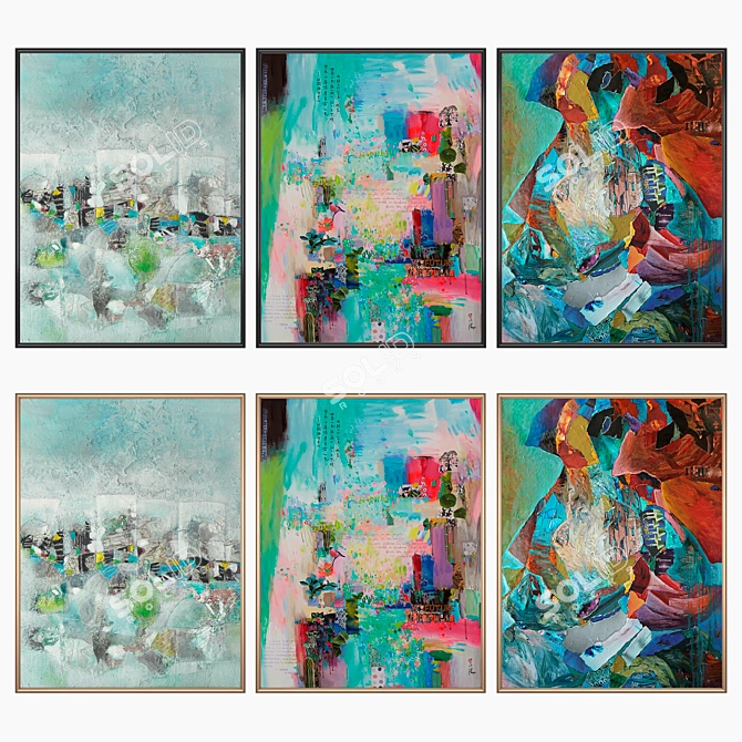 Multiframe Set with 3 Paintings 3D model image 2