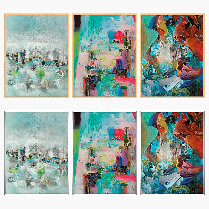 Multiframe Set with 3 Paintings 3D model image 3