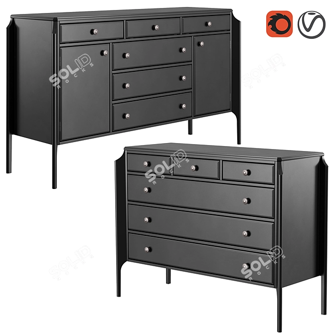 Dantone Home Visage Chest: Stylish Storage Solution 3D model image 1