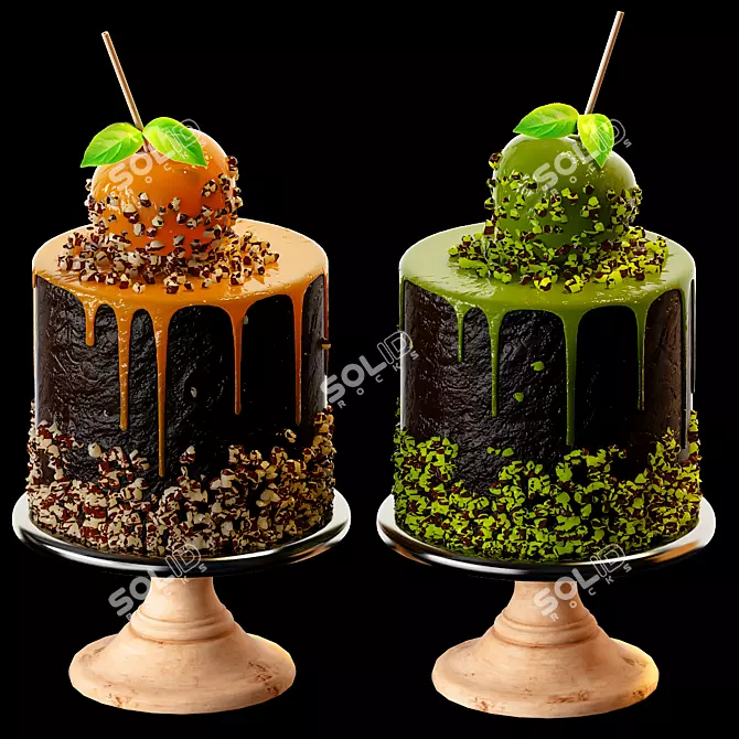 Sweet Temptation: Gourmet Caramel Apple 3D model image 1