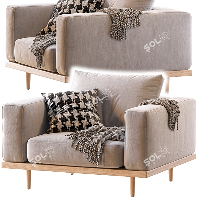 Elegant Newport Armchair 3D model image 1