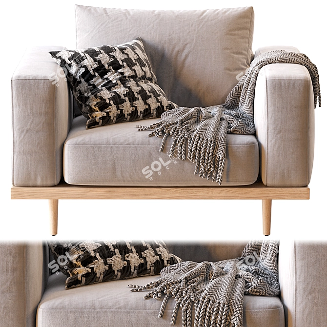 Elegant Newport Armchair 3D model image 3