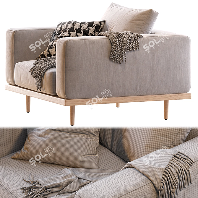 Elegant Newport Armchair 3D model image 5